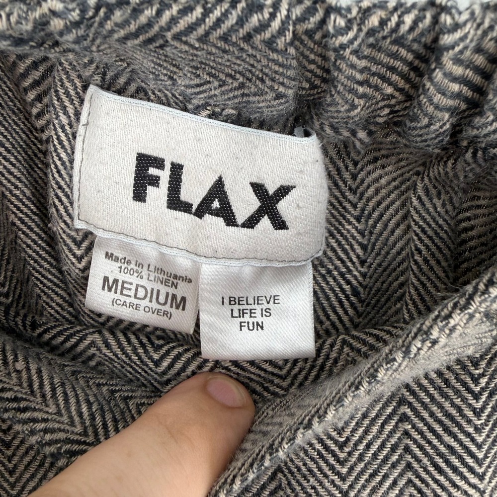 FLAX Maxi Skirt Womens Medium Gray Herringbone 100% Linen Pockets Lagenlook Boho - Picture 5 of 6